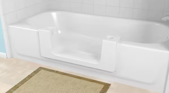 This image shows a bathtub conversion kit from the side.